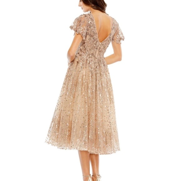 Mac Duggal 20392 NWOT EMBELLISHED BUTTERFLY FIT AND FLARE TEA-LENGTH DRESS - Picture 3 of 7